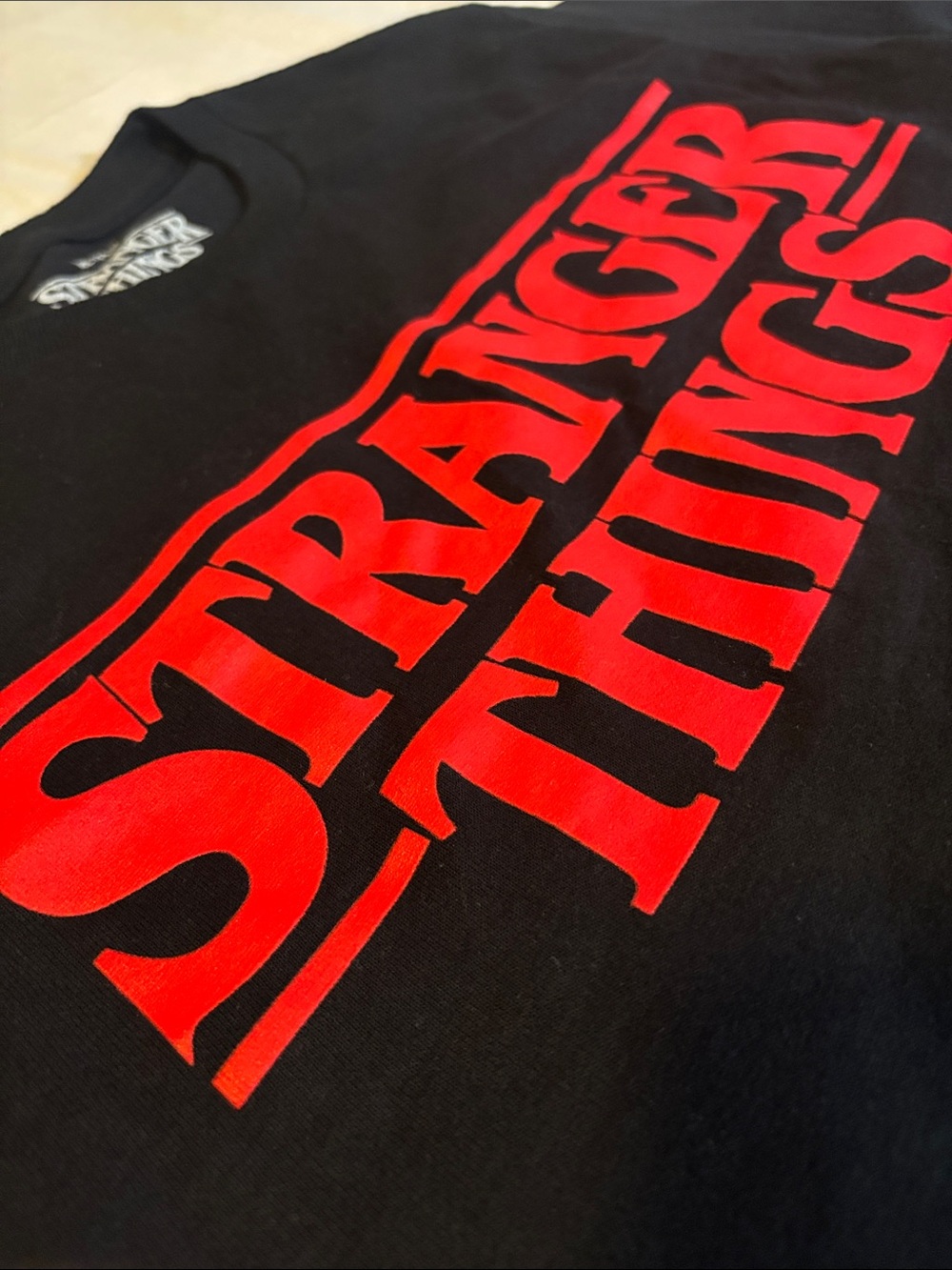 Official Netflix Stranger Things x Mad Engine Logo Graphic Tee Small Black
